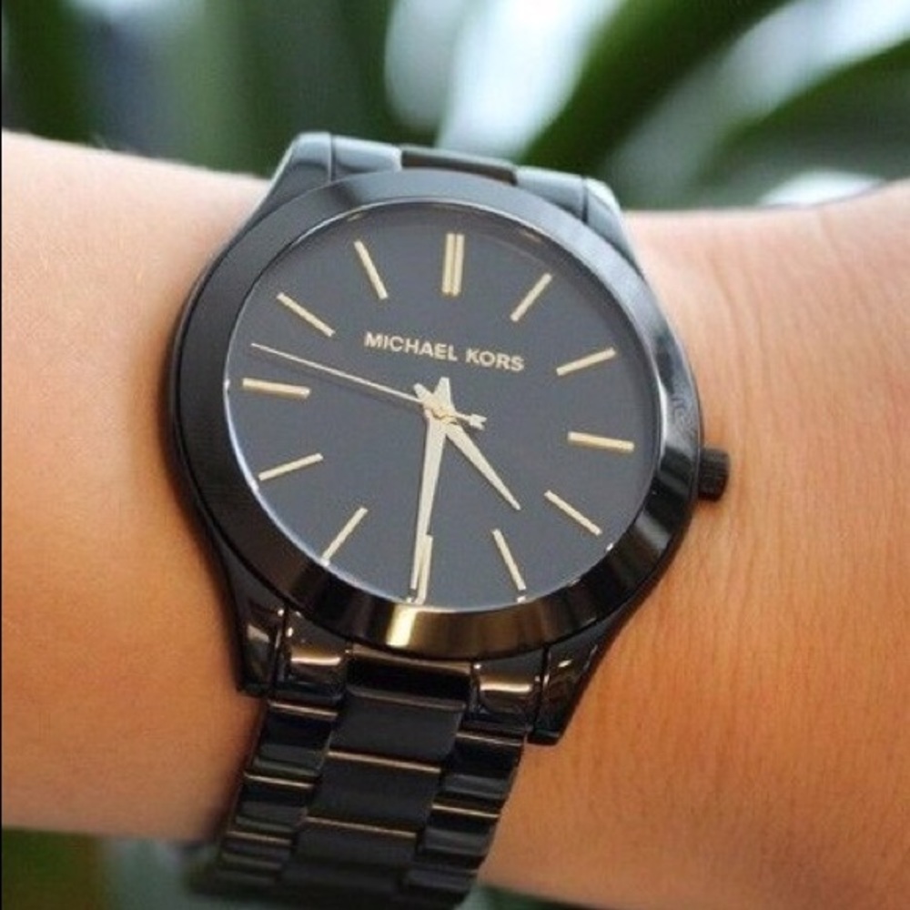 Michael Kors Unisex Runway Black Slim Watch